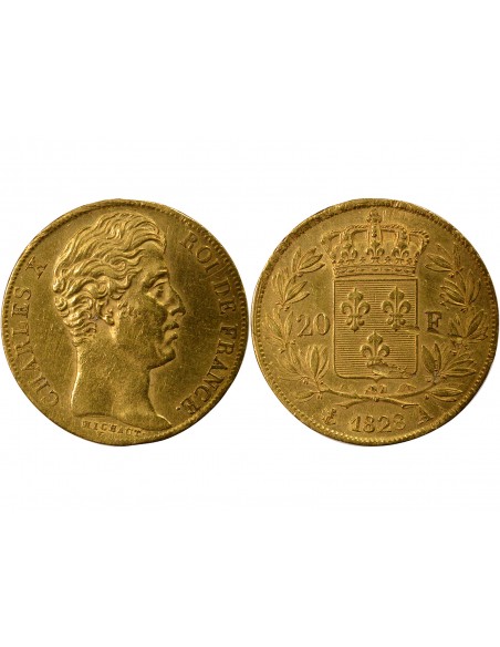 CHARLES X - 20 FRANCS OR 1828 A PARIS "4,5 Feuilles"﻿