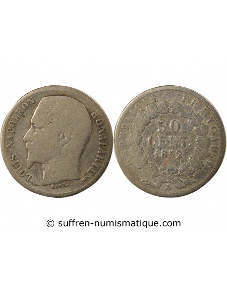 Napoléon III 50 centimes Argent 1852 A Paris