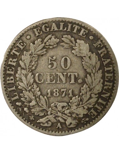 50 Centimes Argent 1871 A Paris