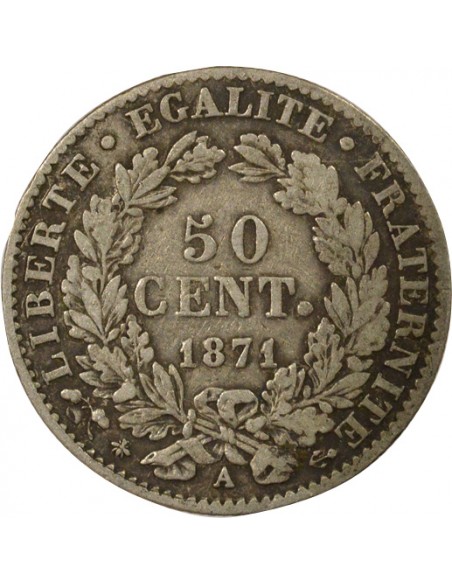 50 Centimes Argent 1871 A Paris