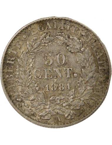 50 centimes Argent 1881 A Paris