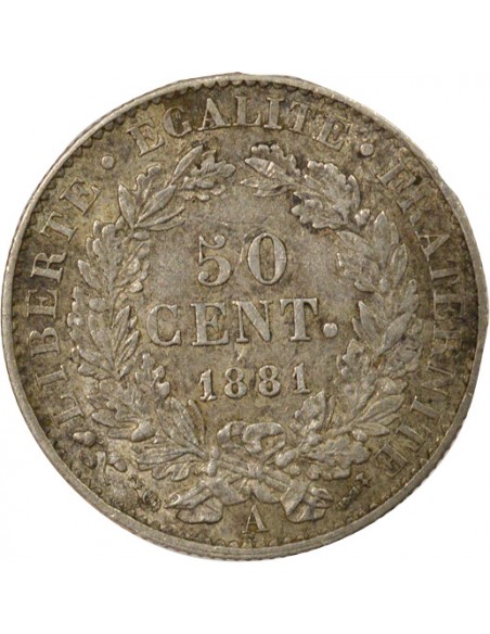 50 centimes Argent 1881 A Paris