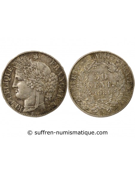 50 centimes Argent 1881 A Paris