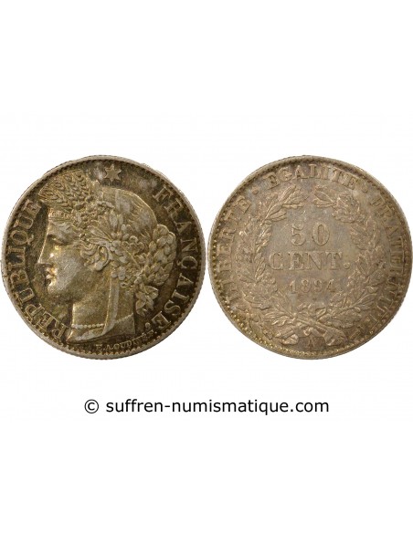 50 centimes Argent 1894 A Paris