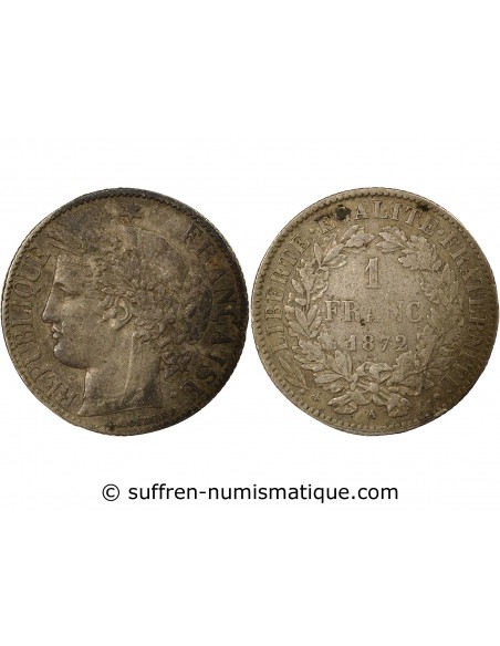 1 franc Argent 1872 A Paris