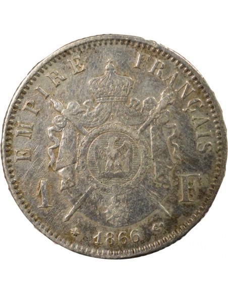 NAPOLEON III - 1 FRANC ARGENT 1866 A PARIS