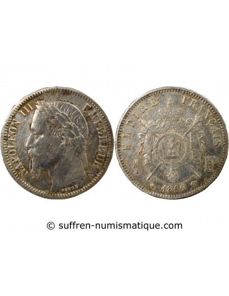 NAPOLEON III - 1 FRANC ARGENT 1866 A PARIS