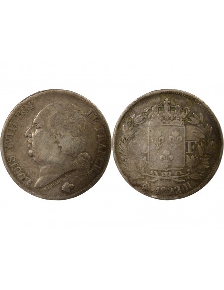 Louis XVIII Louis XVIII - 2 Francs Argent 1822 H La Rochelle 2 francs Argent 1822 H La Rochelle