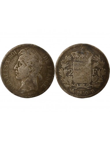 Charles X 2 francs Argent 1830 B Rouen