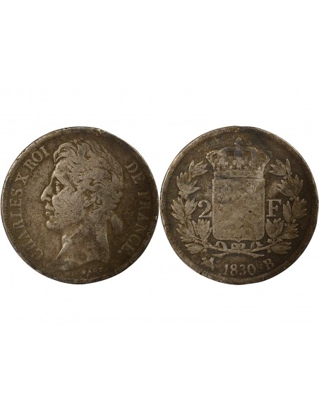Charles X 2 francs Argent 1830 B Rouen
