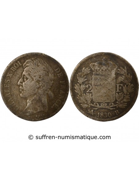 Charles X 2 francs Argent 1830 B Rouen
