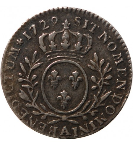 LOUIS XV - 1/10 ECU AUX BRANCHES D'OLIVIER 1729 A PARIS
