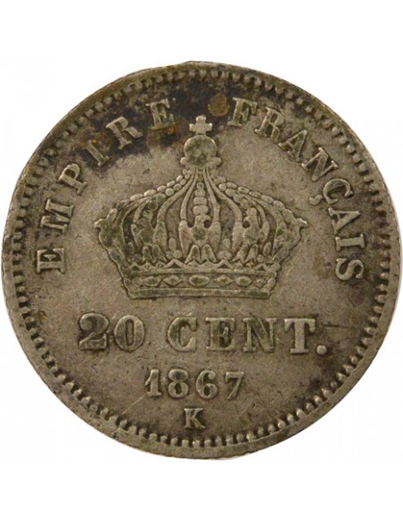 Napoléon III 20 centimes Argent 1867 K Bordeaux