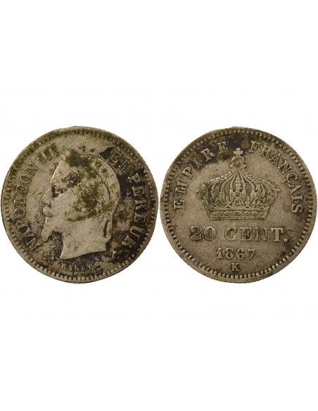 Napoléon III 20 centimes Argent 1867 K Bordeaux