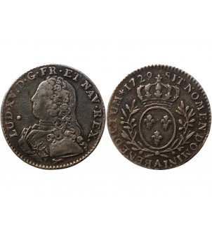 LOUIS XV - 1/10 ECU AUX BRANCHES D'OLIVIER 1729 A PARIS 2