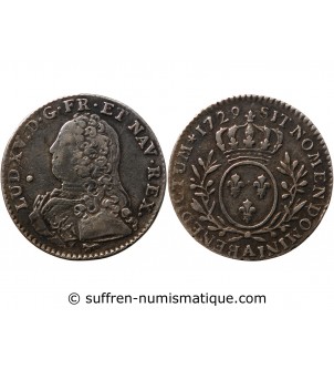 LOUIS XV - 1/10 ECU AUX BRANCHES D'OLIVIER 1729 A PARIS