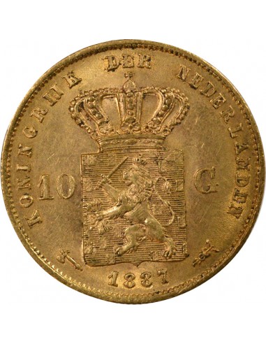 PAYS-BAS, GUILLAUME III - 10 GULDEN OR 1887 UTRECHT