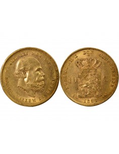 PAYS-BAS, GUILLAUME III - 10 GULDEN OR 1887 UTRECHT 2