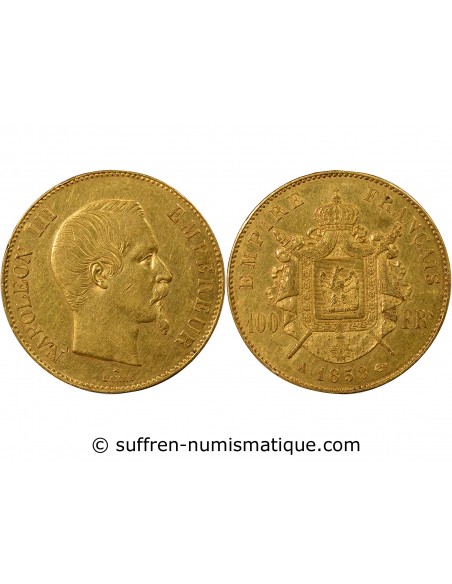NAPOLEON III - 100 FRANCS OR TÊTE NUE - 1858 A PARIS﻿