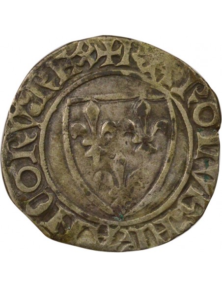 Charles VI 1 blanc Billon 1411-1417 B Rouen