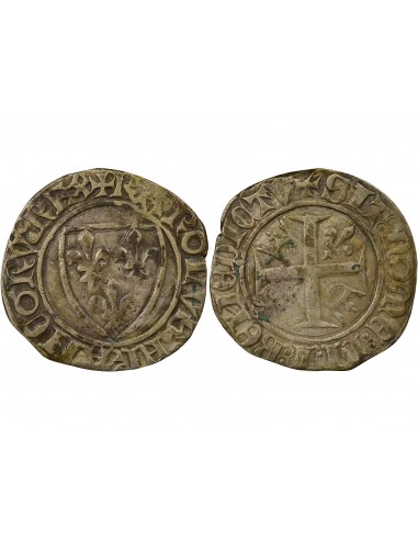 Charles VI 1 blanc Billon 1411-1417 B Rouen