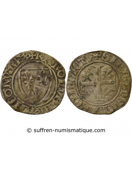 Charles VI 1 blanc Billon 1411-1417 B Rouen