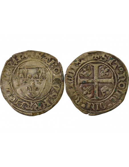 Charles VI Blanc Guénar Billon 1411-1417 Saint Quentin