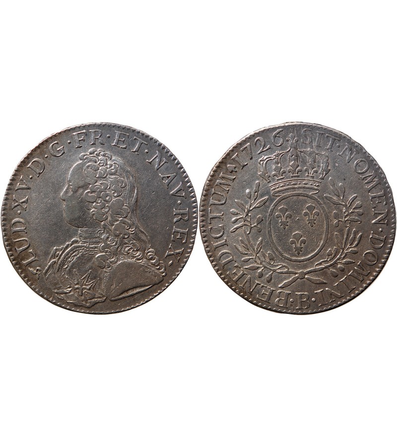 LOUIS XV - ECU AU BRANCHES D'OLIVIER 1726 B ROUEN