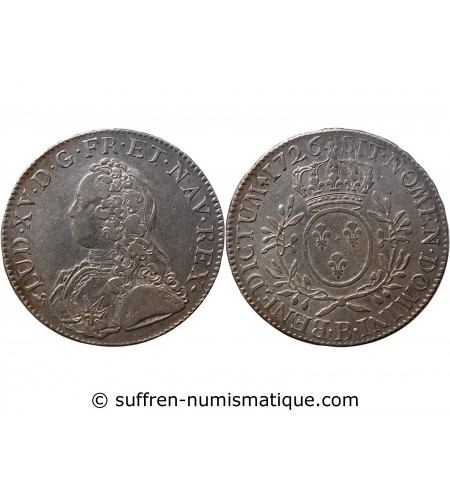 LOUIS XV - ECU AU BRANCHES D'OLIVIER 1726 B ROUEN