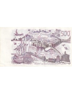 500 Dinars - Vue de la ville - Galion et forteresse - 1970
