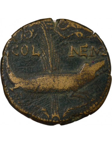 Rome - Provinces Agrippa Auguste tête laurée Dupondius Bronze 15 à 13 Av JC Nîmes Rome - Provinces