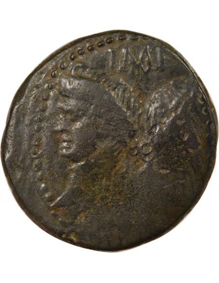 Rome - Provinces Agrippa Auguste tête laurée Dupondius Bronze 20 à 10 Av JC Nîmes Rome - Provinces