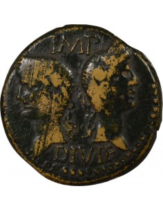 Rome - Provinces Agrippa Auguste tête laurée Dupondius Bronze 20 à 10 Av JC Nîmes Rome - Provinces 2