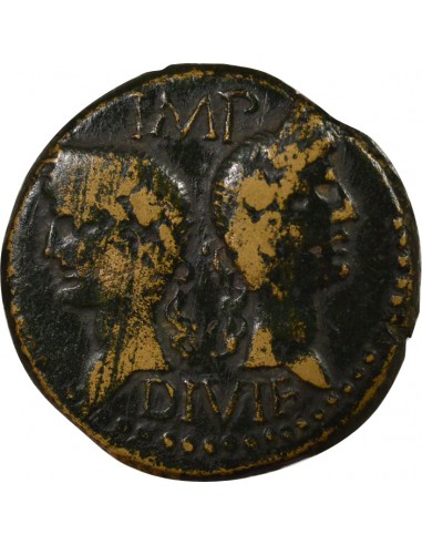 Rome - Provinces Agrippa Auguste tête laurée Dupondius Bronze 20 à 10 Av JC Nîmes Rome - Provinces