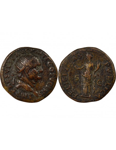 Rome Empire Vespasien Felicitas Dupondius Cuivre 74 R Rome Rome Empire