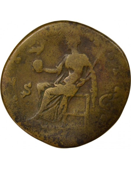 Rome Empire Faustine Mère Aeternitas Assise Sesterce Laiton 147-180 R Rome Rome Empire