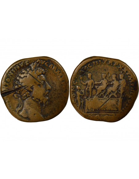 Rome Empire Marc Aurèle Congiaire Sesterce Laiton 166 R Rome Rome Empire