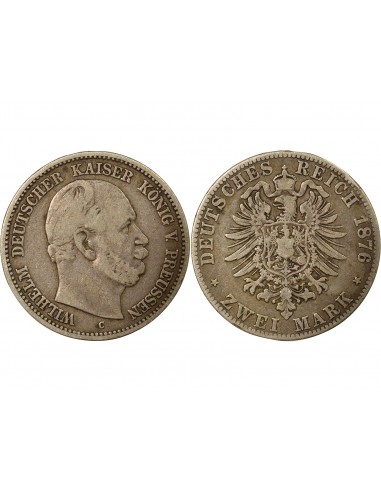 Etats Allemands (Prusse) Guillaume Ier 2 Mark Argent 1876 Francfort (C) Etats Allemands (Prusse)
