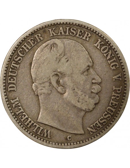 Etats Allemands (Prusse) Guillaume Ier 2 Mark Argent 1876 Francfort (C) Etats Allemands (Prusse)
