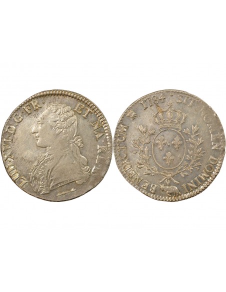 France Louis XVI Aux Rameaux d'Olivier Ecu de Béarn Argent 1784 Pau (Vache)