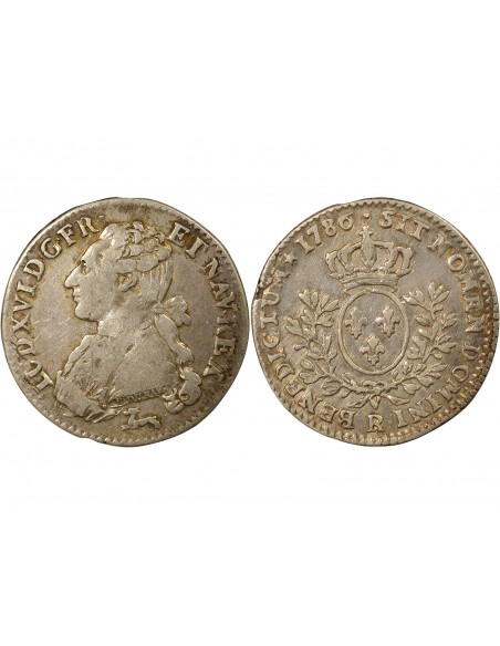 France Louis XVI Aux Rameaux d'Olivier 1/5 Ecu aux branches d'olivier Argent 1786 R Orléans