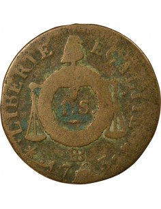 France Louis XVI Aux Balances Sol dit à la table de loi Métal de Cloche 1793 BB Strasbourg 2