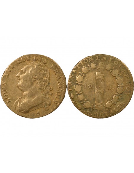 France Louis XVI Au Faisceau 12 deniers dit au faisceau type Francois Cuivre 1791 A Paris