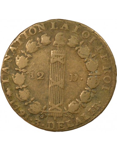 France Louis XVI Au Faisceau 12 deniers dit au faisceau type Francois Cuivre 1791 A Paris
