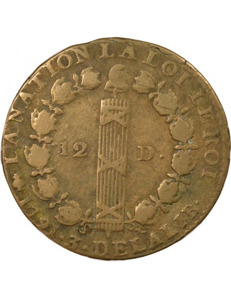 France Louis XVI Au Faisceau 12 deniers dit au faisceau type Francois Cuivre 1791 A Paris