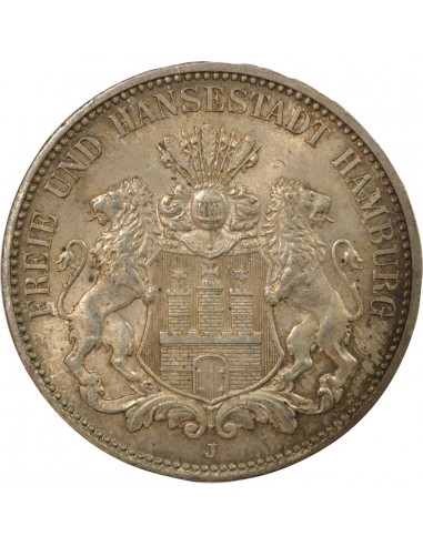 Allemagne 3 Mark Argent 1909 J Hamburg Allemagne