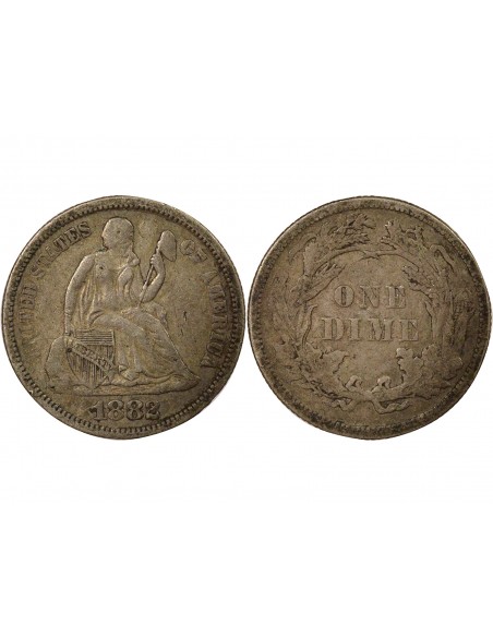 Etats Unis d'Amérique Seated Liberty 1 Dime Argent 1882 P Philadelphia Etats Unis d'Amérique