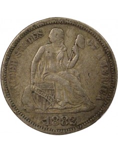 Etats Unis d'Amérique Seated Liberty 1 Dime Argent 1882 P Philadelphia Etats Unis d'Amérique 2