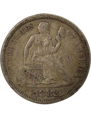 Etats Unis d'Amérique Seated Liberty 1 Dime Argent 1882 P Philadelphia Etats Unis d'Amérique