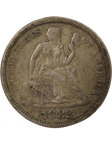 Etats Unis d'Amérique Seated Liberty 1 Dime Argent 1882 P Philadelphia Etats Unis d'Amérique